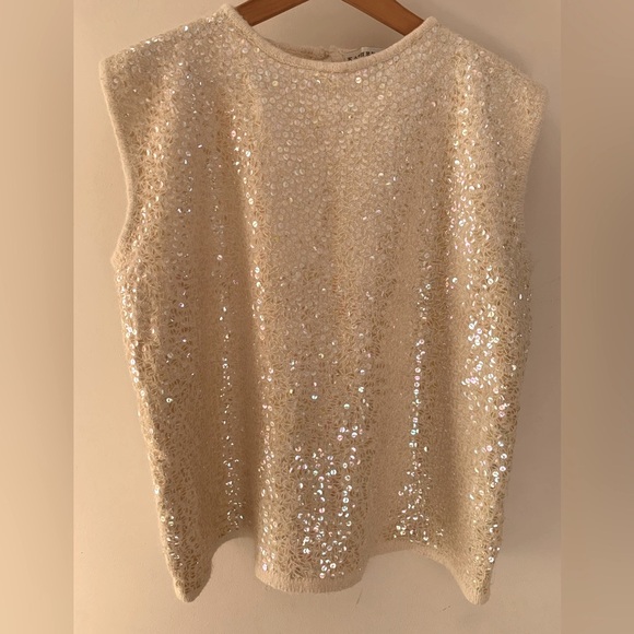 Silk Angora Lambswool Sparkly Sequin Sweater Blouse Top - Picture 5 of 9